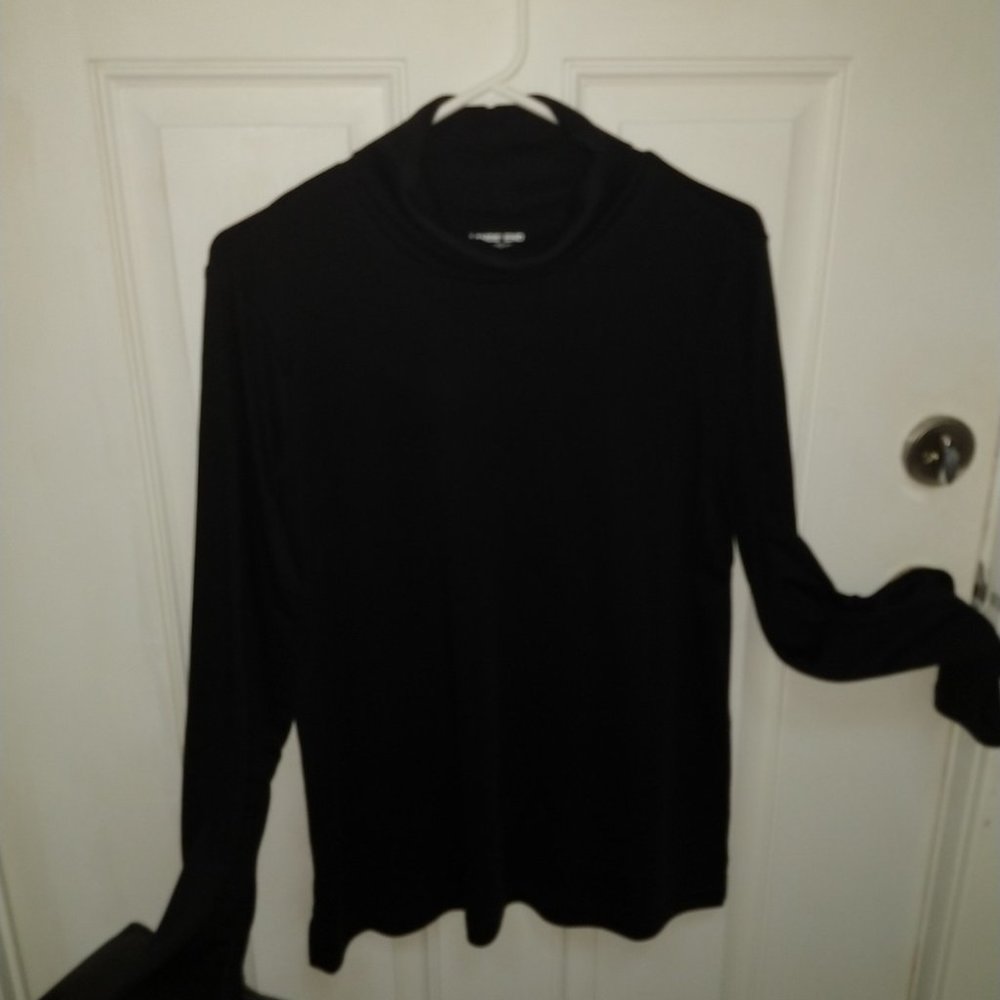 Lands End Black Turtleneck, Tunic Style Top Size XL